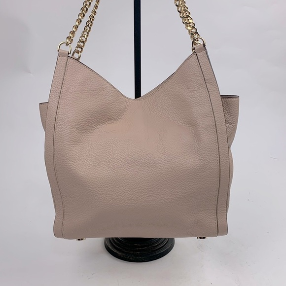 Michael Kors Newbury Soft nude Leather Shoulder Tote Handbag Gold Chain New NWOT - Picture 6 of 16